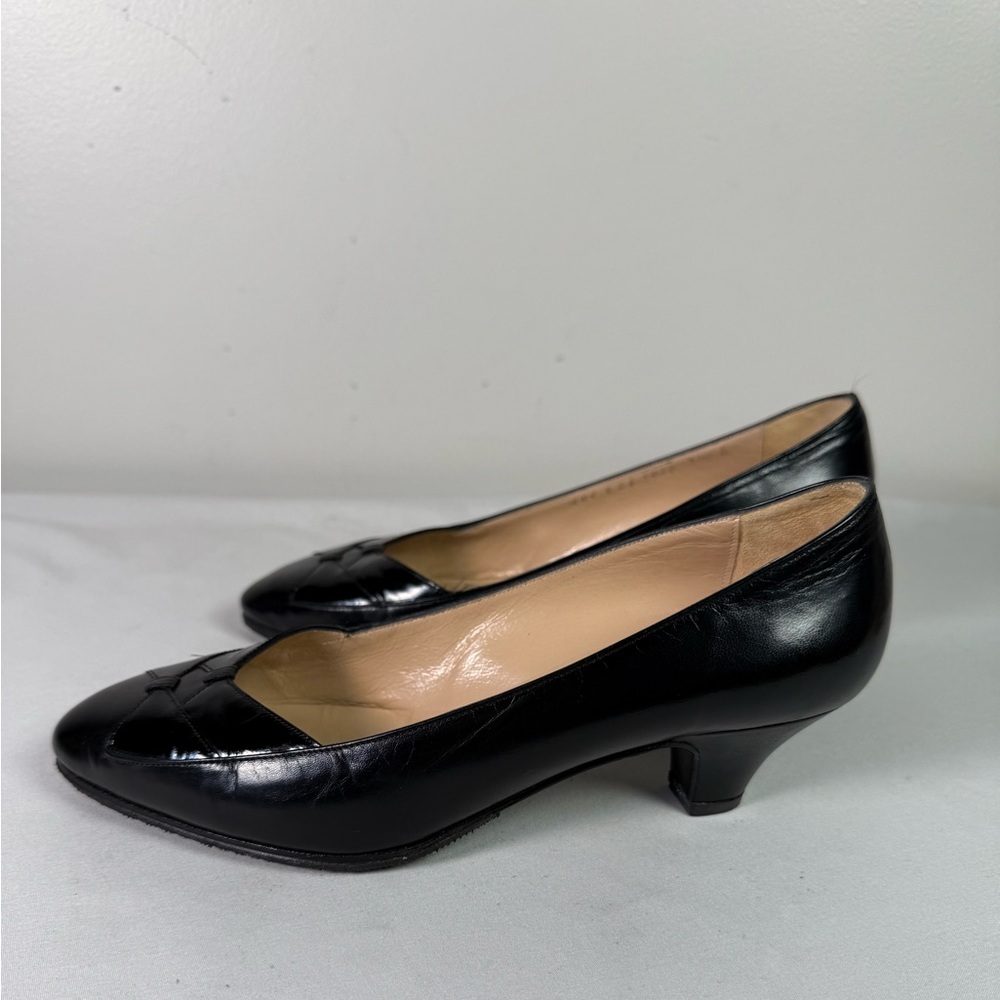 Vintage authentic Gucci black leather 2in heels pumps shoes slip on size 34.5 - Picture 11 of 17